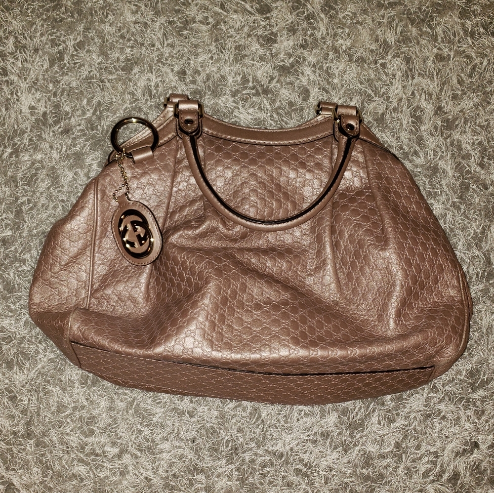 Gucci Sukey Metallic Pink GG Medium Tote